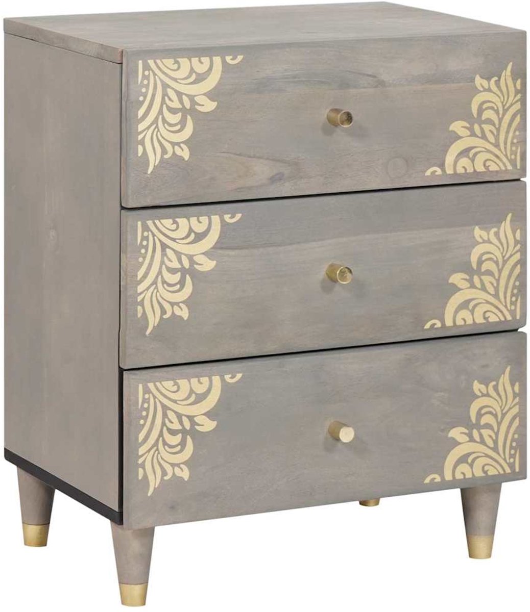 vidaXL Nachtkastje - met - lade - Grijs - 50 - x - 33 - x - 62 - cm - Massief - Mango - Hout