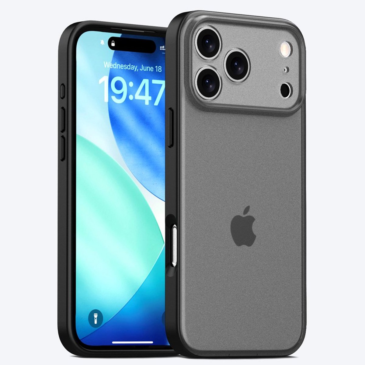 Mobiq - Frosted Rugged Bumper Hoesje geschikt voor iPhone 17 Pro - zwart