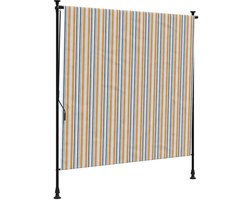 vidaXL - Rolgordijn - voor - buiten - 150x270 - cm - stof - en - staal - geel - en - wit
