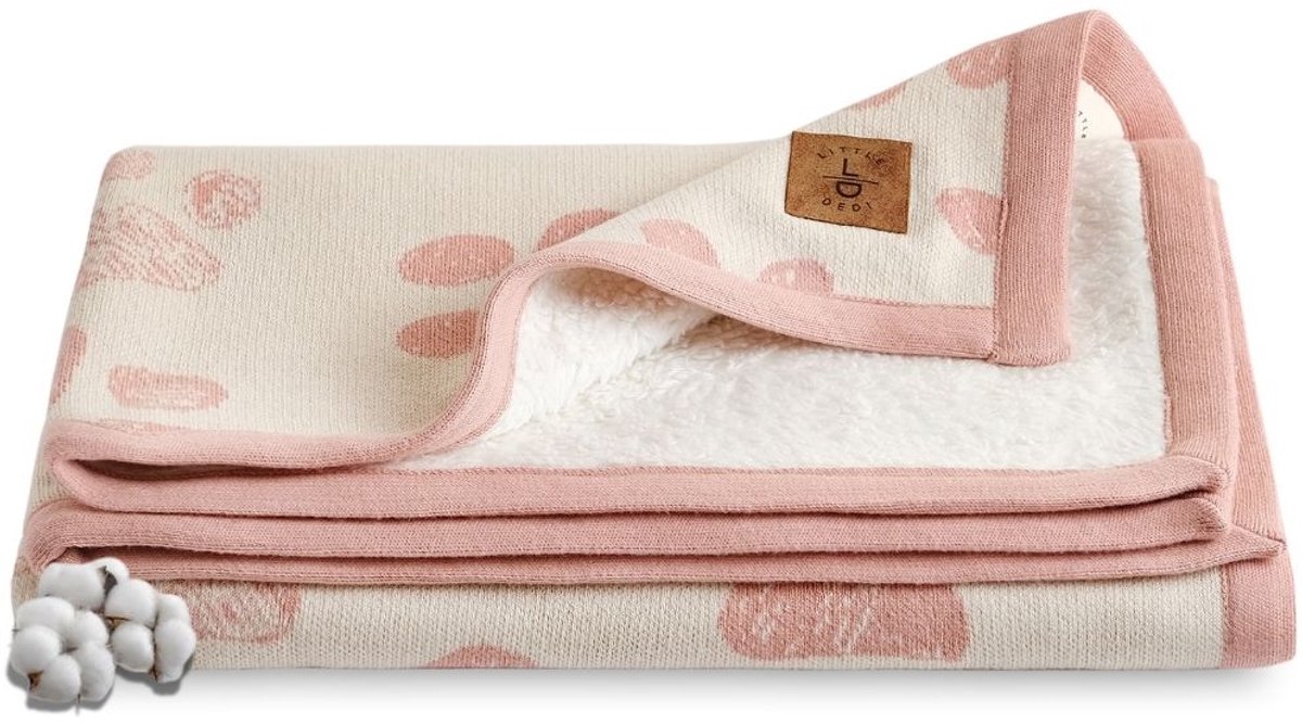 Trimita Organic Paw Gebreide Babydeken – Roze – 75x95 cm – 100% Katoen