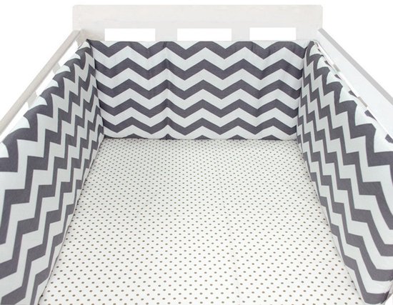 Il Bambini - Tour de lit 180x30cm - Tour de lit Bébé - Katoen - Motif gaufré gris foncé