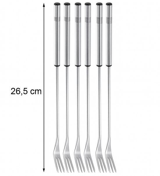 Luxe Fonduevorken RVS - Set van 6 stuks - 26,5 cm - Met Markeringen op Handvat - Fondue Vorken voor Kaasfondue, Chocoladefondue & Vleesfondue van CW — afbeelding 5