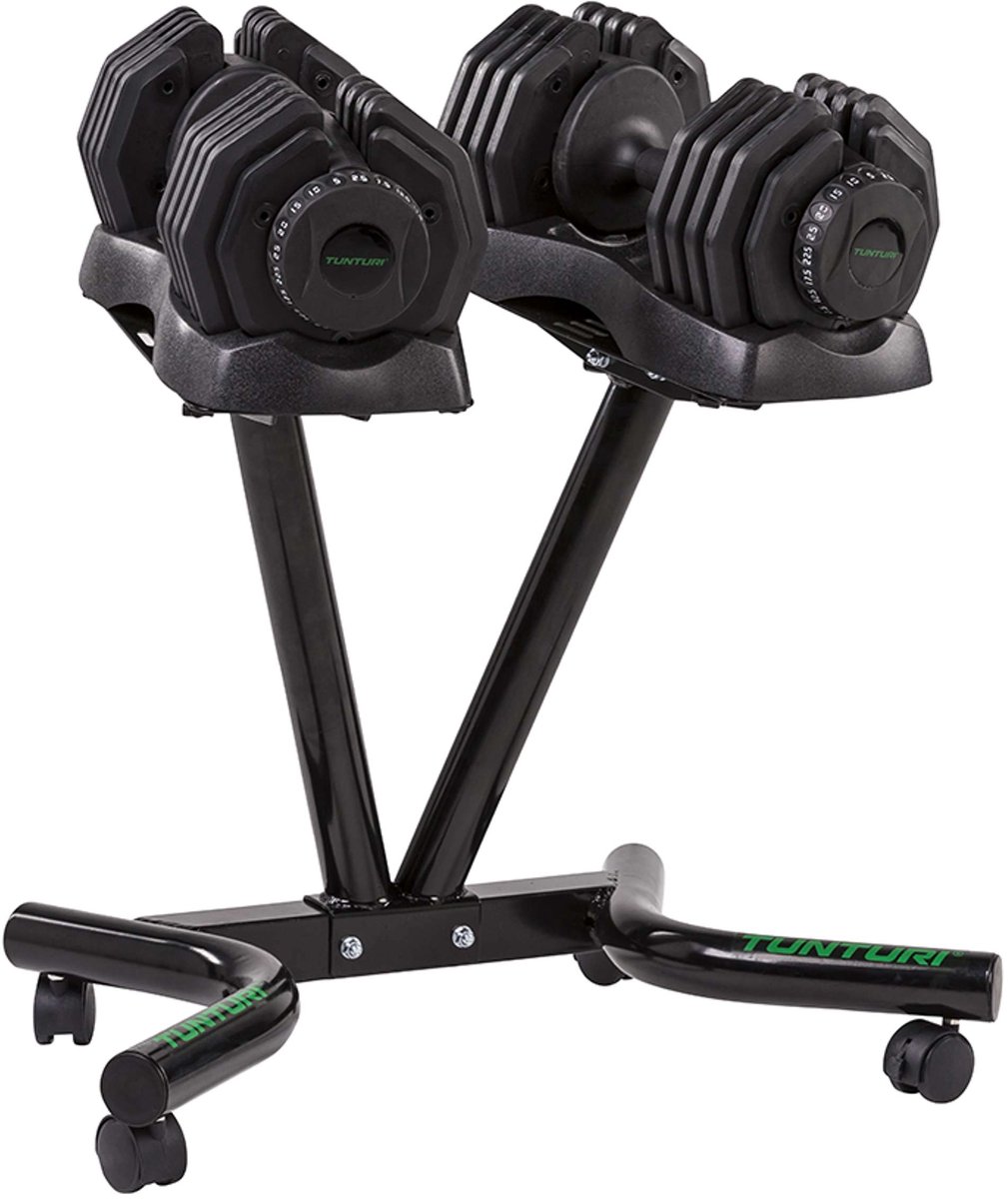 Tunturi Verstelbare Dumbbell - Selector dumbbell - Halterset- Enkele dumbbell - Verstelbaar van 2,5kg tot 25kg - Incl. gratis fitness app – foto 7