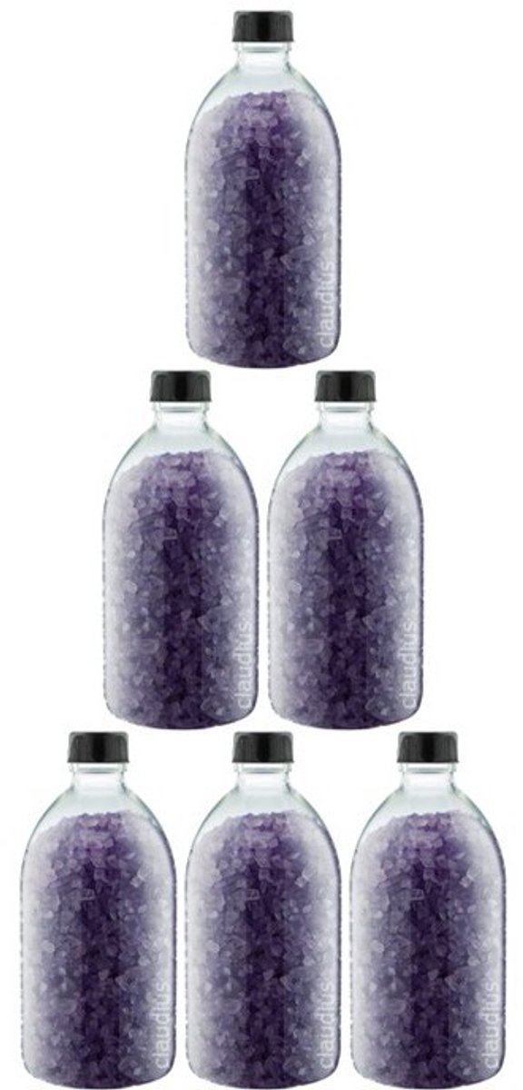 Claudius Badzout Lavendel - 600 gram - Fles met zwarte dop - Set van 6 stuks