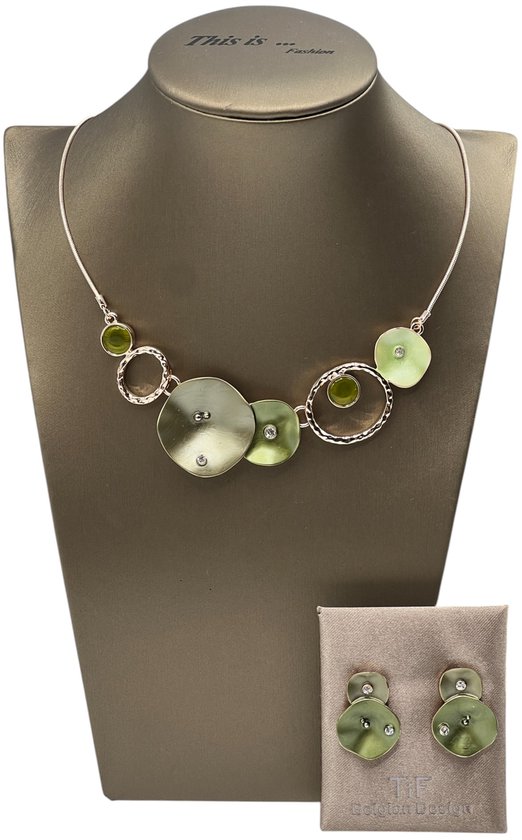 TIF - Bijoux - Parure pour femme - Collier - Boucles d’oreilles - Argent - 45 cm