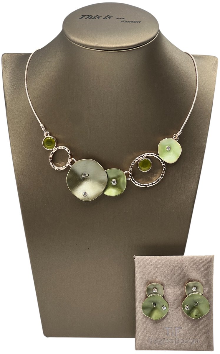 TIF - Sieraden - Juwelenset dames - Halsketting - 45cm - Oorringen - Rosé gold