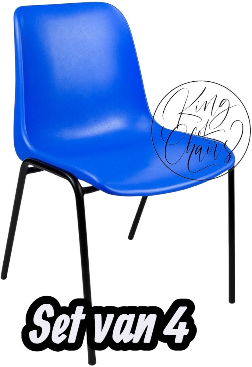 Kantinestoel Helene Blauw -set van 4- zwart onderstel kantinestoel stapelstoel kuipstoel vergaderstoel tuinstoel kantine stoel stapel stoel tuin stoel kantinestoelen stapelstoelen kuipstoelen arenastoel schoolstoel bezoekersstoel Everardo