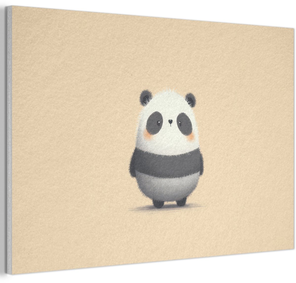 Akoestisch wandpaneel 90x60 cm - Vilt schilderij Panda - Beige - Minimalistisch - Akoestische panelen - Geluidsdempende wanddecoratie - Geluidsisolatie woonkamer - Muurdecoratie geluidspanelen