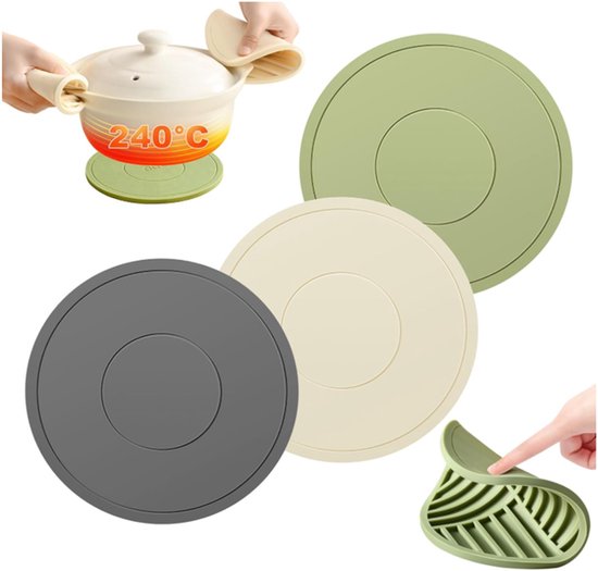 3 dessous de verre en silicone - protection pour induction - Protège-poêles et casseroles - ronds de 16 cm - antidérapants
