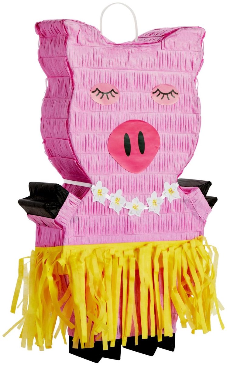 Kleine Varkens PiÃ±ata - Hawaiiaanse Luau Decoratie - 42 x 25,4 x 7,6 cm - Roze