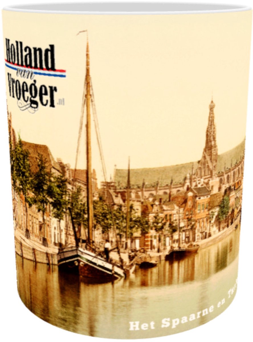 Oud Stadsgezicht Haarlem Het Spaarne en Turfmarkt - Oude Antieke Holland van Vroeger Foto Print op Mok - 330 ml