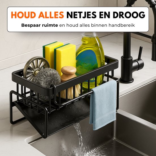 Vaatdoekhouder - Afwasdoekhouder voor gootsteen vaatdoekenrek verstelbare roestvrijstalen handige lappenhanger voor kraan