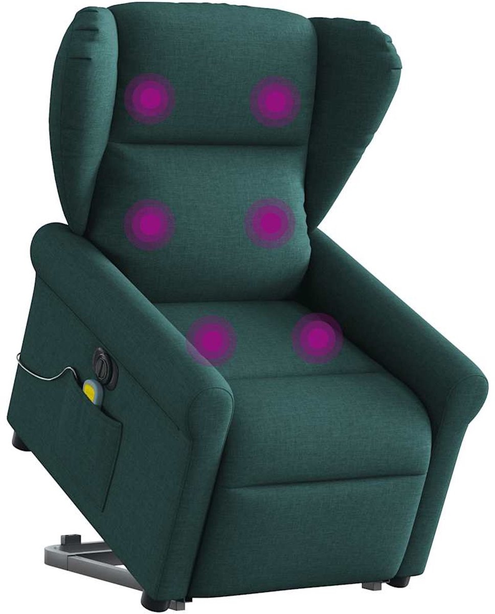 vidaXL Sta-op-massagestoel - elektrisch - verstelbaar - stof - donkergroen