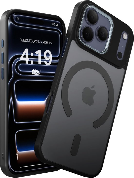 Foto: Hoesje geschikt voor iphone 17 pro zwart geschikt voor magsafe slank sterk en shock proof