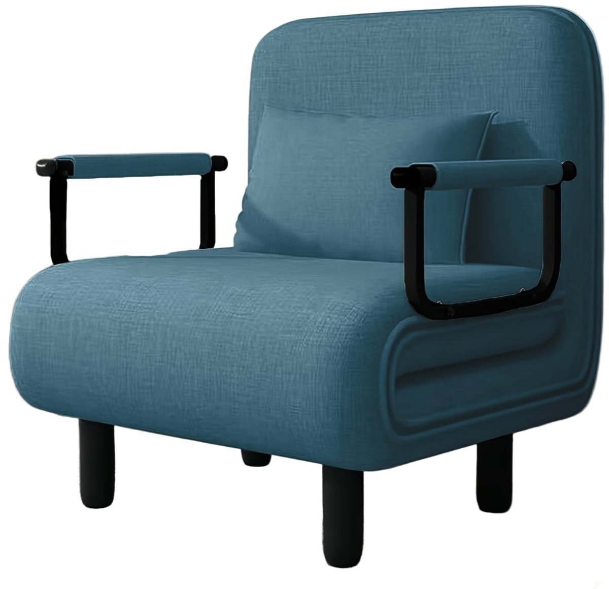 Slaapbank – Slaapfauteuil – Logeerbed – Zitbank – Relaxstoel – Verstelbare Rugleuning 5 Standen – Comfortabele Kussens & Gouden Metalen Armleuningen – Blauw – Draagvermogen 200 kg – 60x68x85 cm – Modern Design