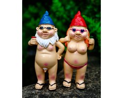 Cuhostki 1 Stuk Kabouterharskunstwerk - Dwergbeeldje - Tuinbeeldje Grappig Kabouter Rijder Weerbestendig Decoratie Voor Tuin - Camping - Buiten