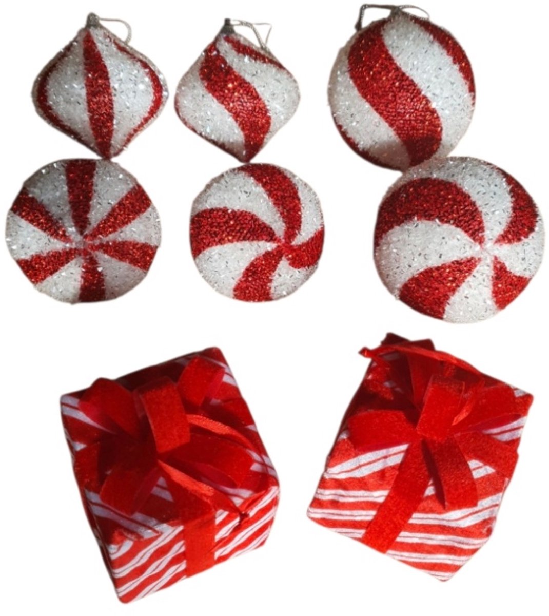 House of Seasons Hang ornament bal,cadeau ,Rood Set van 8