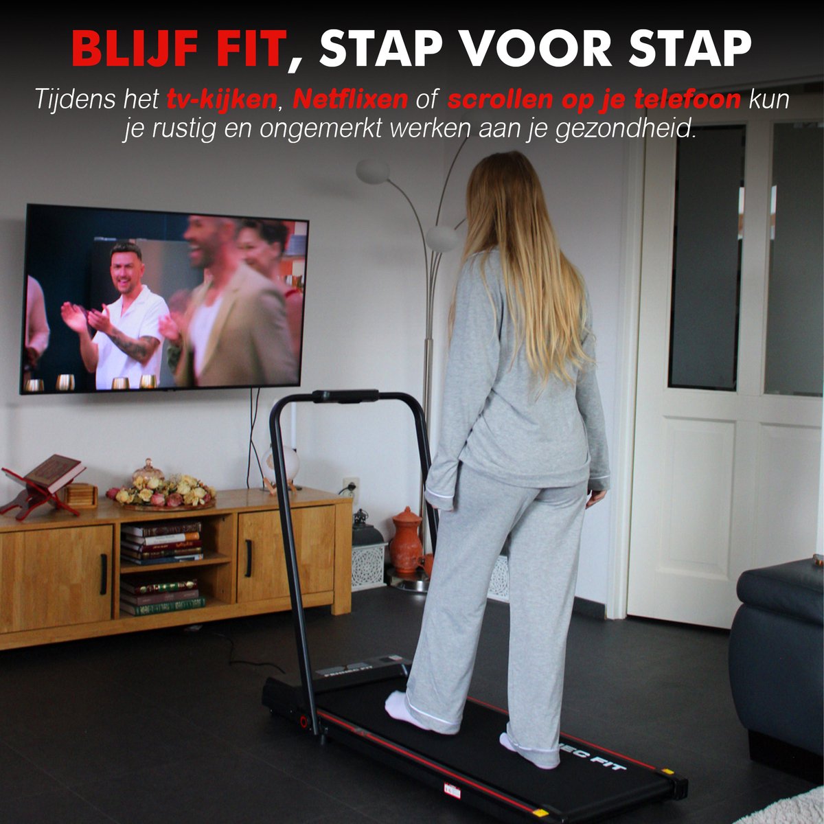 Afbeelding 2 van Fennecfit-Loopband - Inklapbaar - 1-12km/u - Wandelband - Walking Pad - Opvouwbare Loopband - Walkingpad - Treadmill - Loopband Elektrisch-sport app