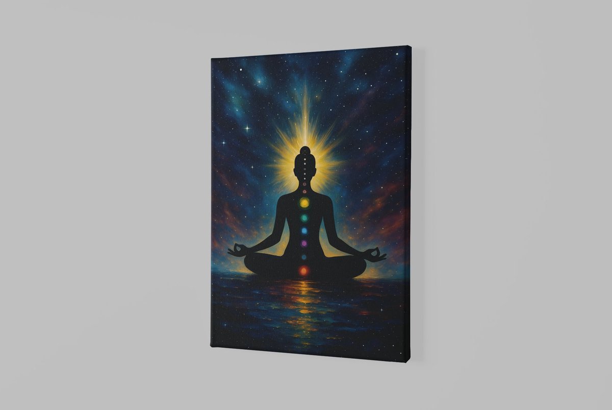 Trendex Global Canvas Schilderij - Abstract - Meditatie - Wanddecoratie - 90x60x2 cm Kleurrijk