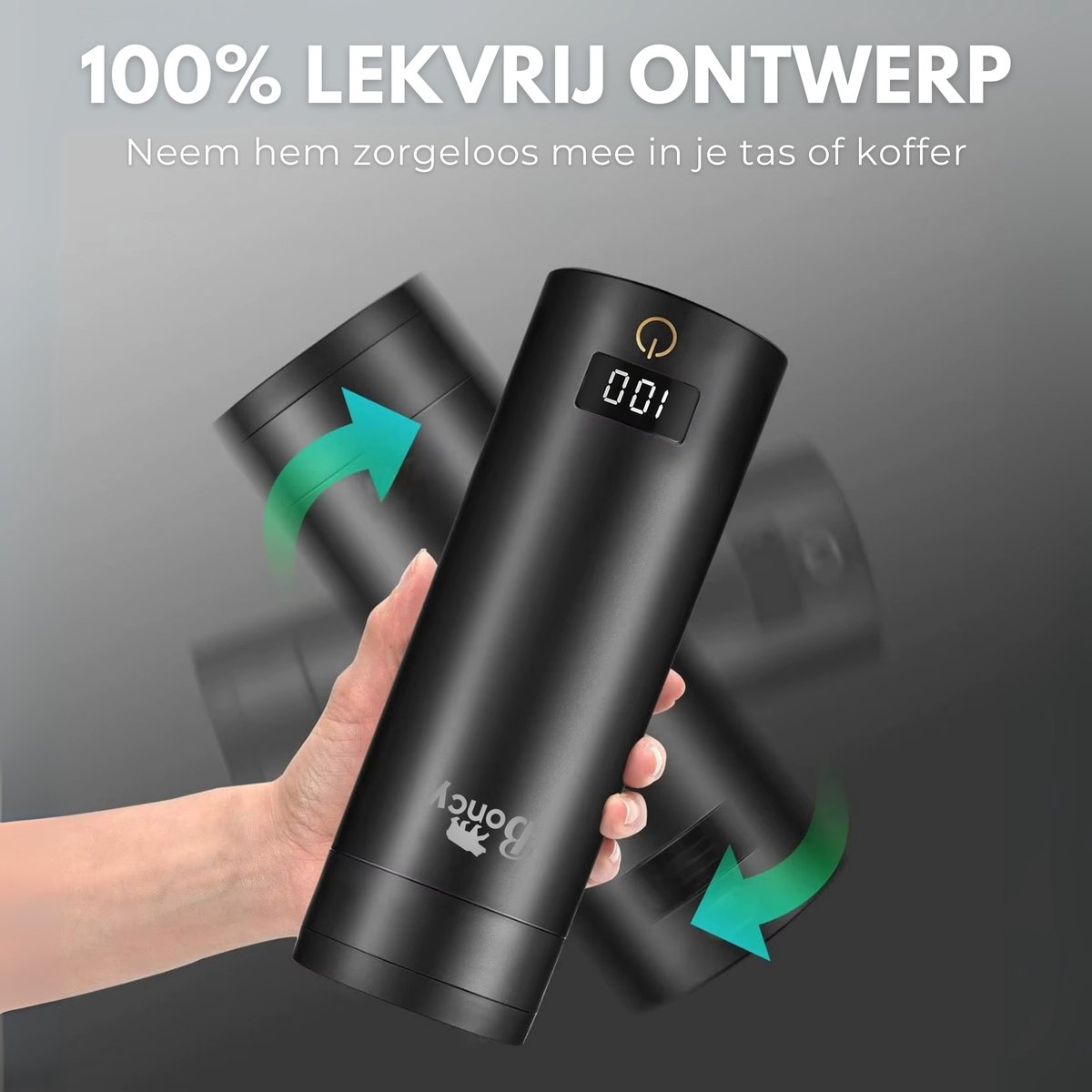 Boncy® Premium Mini Waterkoker met Temperatuurregeling - 380ml met Thermometer en Warmhoudfunctie - Kleine RVS Reiswaterkoker Zwart - Reis Waterkokers voor Camping Hotel Senioren - Klein Draagbare Travel Water Koker Grijs Temperatuur keuze - 0,5 L — afbeelding 7
