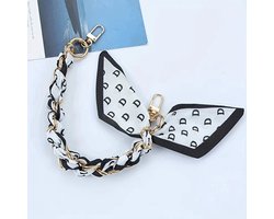 Telefoon - Sieraad - Hanger - Gsm - Ketting - Pols -Handvat handtas - Handtas - Sjaal - Sjaaltje - Decoratie - Wit Zwart D