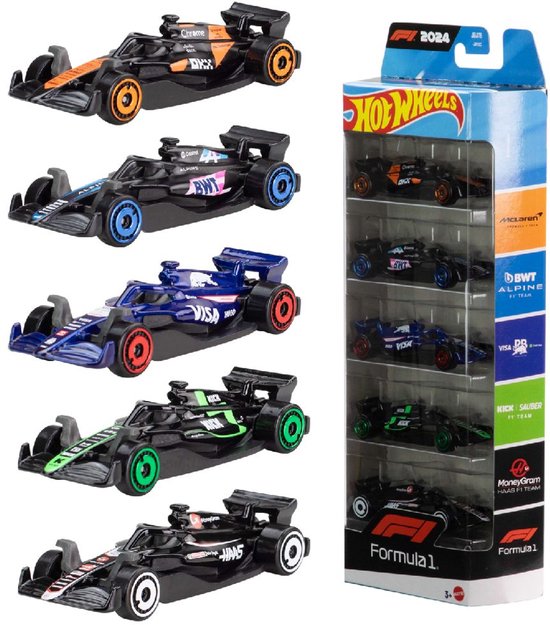 Pack de 5 voitures de l'équipe de course de Formule 1 Hot Wheels