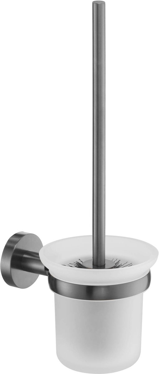 Saqu Eurotrend toiletborstel met wandhouder gunmetal