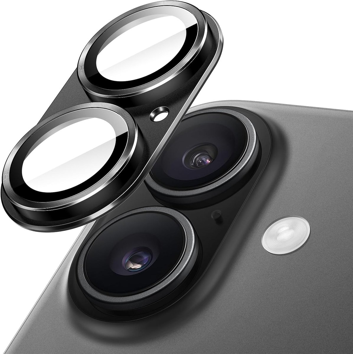 Zandarix Geschikt voor Apple iPhone 17 - Camera Lens Beschermer - Volledige Dekking 9H Gehard Glas - Metalen Plaat - Zwart