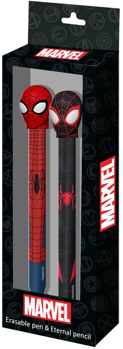Karactermania - Marvel Spiderman - Peter - Schrijfset - Gelpen - Eeuwig Potlood - Rood