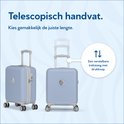 Lichtblauwe SUITSUIT koffer met uitschuifbaar handvat. "Telescopisch handvat. Kies gemakkelijk de juiste lengte."