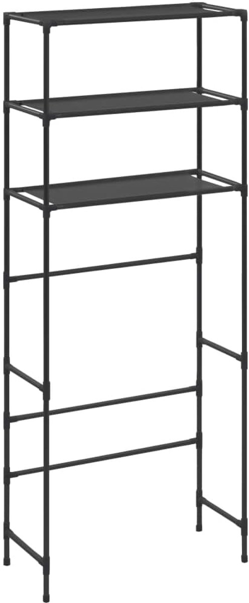 Zwart Opbergrek voor Boven de Wasmachine - 3 Laags - 69x28x169 cm