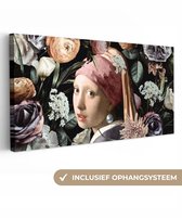 Tableau sur toile 60x30 cm - Décoration murale La Jeune Fille à la perle - Fleurs - Vermeer - Pastel - Œuvre d'art - Peinture - Maîtres anciens - Décoration murale murale salon - Décoration chambre - Accessoires de chambre - Peintures sur toile