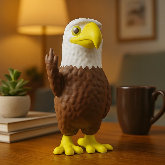 Groot aigle au doigt d'honneur audacieux – Décoration de bureau hilarante imprimée en 3D – Cadeau Uniek pour les amoureux des animaux, décoration de bureau amusante ou décoration d'intérieur originale