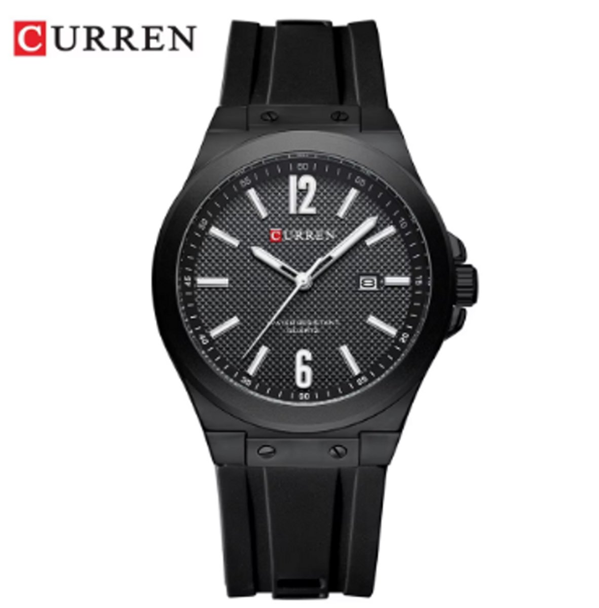 CURREN Horloge 8467 - Full Black - Heren - Quartz - Ronde Kast - Siliconen Band - Kalender - Lichtgevend - Sporthorloge - Waterbestendig
