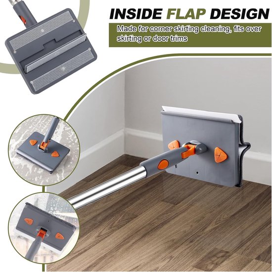 Wand- en Plintreiniger met Lange Steel - Dweil met 8 Herbruikbare Pads voor Al het Schoonmaakwerk van MAGICSWEEP — afbeelding 2