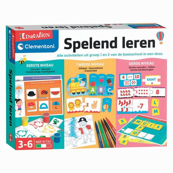 Clementoni - Spelend leren - Set educatieve spellen voor kleuters- voor 1e en 2e klas basisschool - Vanaf 3 jaar