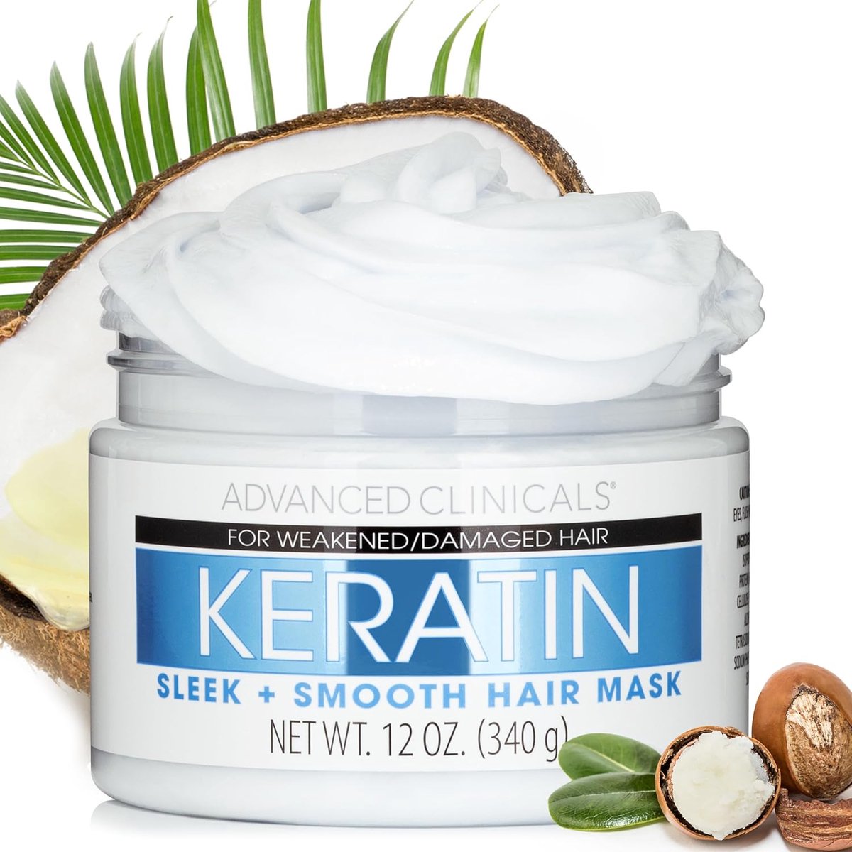 Advanced Clinicals, Keratin, Sleek + Smooth Hair Mask 340 g - Hair mask