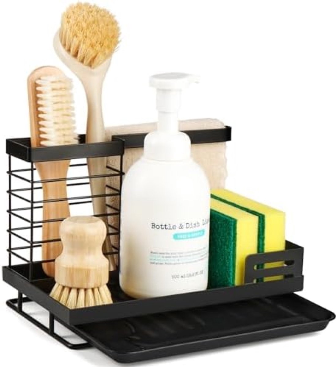 PromoHome Keuken Spoelbak Organizer - Zwarte Opbergoplossing met Lekbak