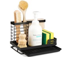 PromoHome Keuken Spoelbak Organizer - Zwarte Opbergoplossing met Lekbak