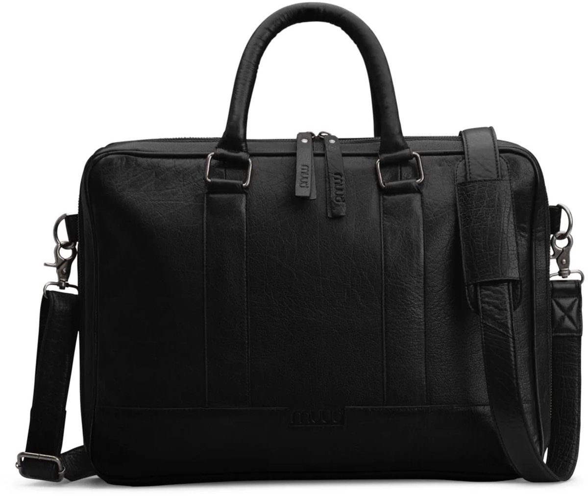 Muud - Drea - Handgemaakte Lederen Laptoptas - Kleur: Black