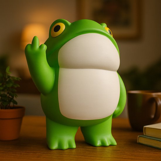 Foto: Animalsattitude kleine kikker figurine met middelvinger 3d geprint pla beeldje bold desk figure