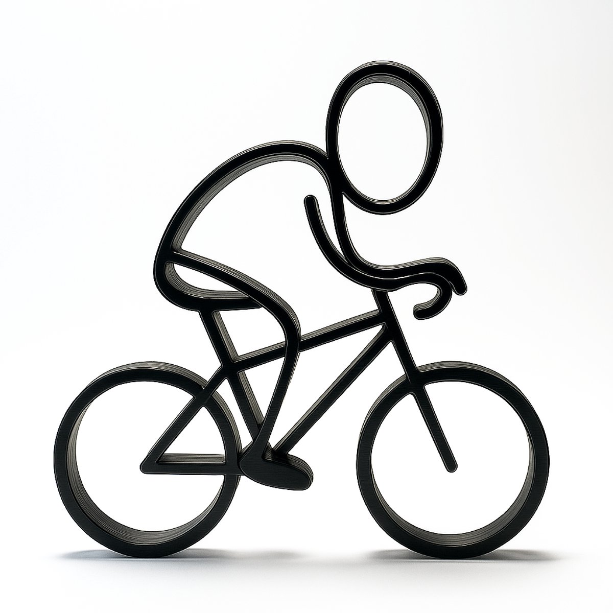 Stickyman Wielrenner - decoratiebeeldje - zwart - 20 cm hoog