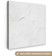 Canvas schilderij 50x50 cm - Wanddecoratie Plamuur - Wit - Structuur - Muurdecoratie woonkamer - Slaapkamer decoratie - Kamer accessoires - Schilderijen op canvas