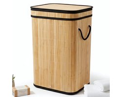 Lomera Wasmand Bamboe - Wassorteerder - 72 Liter - Klapdeksel - Uitneembare Waszak - Wasbare Binnenzak - Natuurlijk Bruin - Lichtgewicht Wasmand - Compact Formaat - Ruimtebesparend Ontwerp - Stevige Constructie