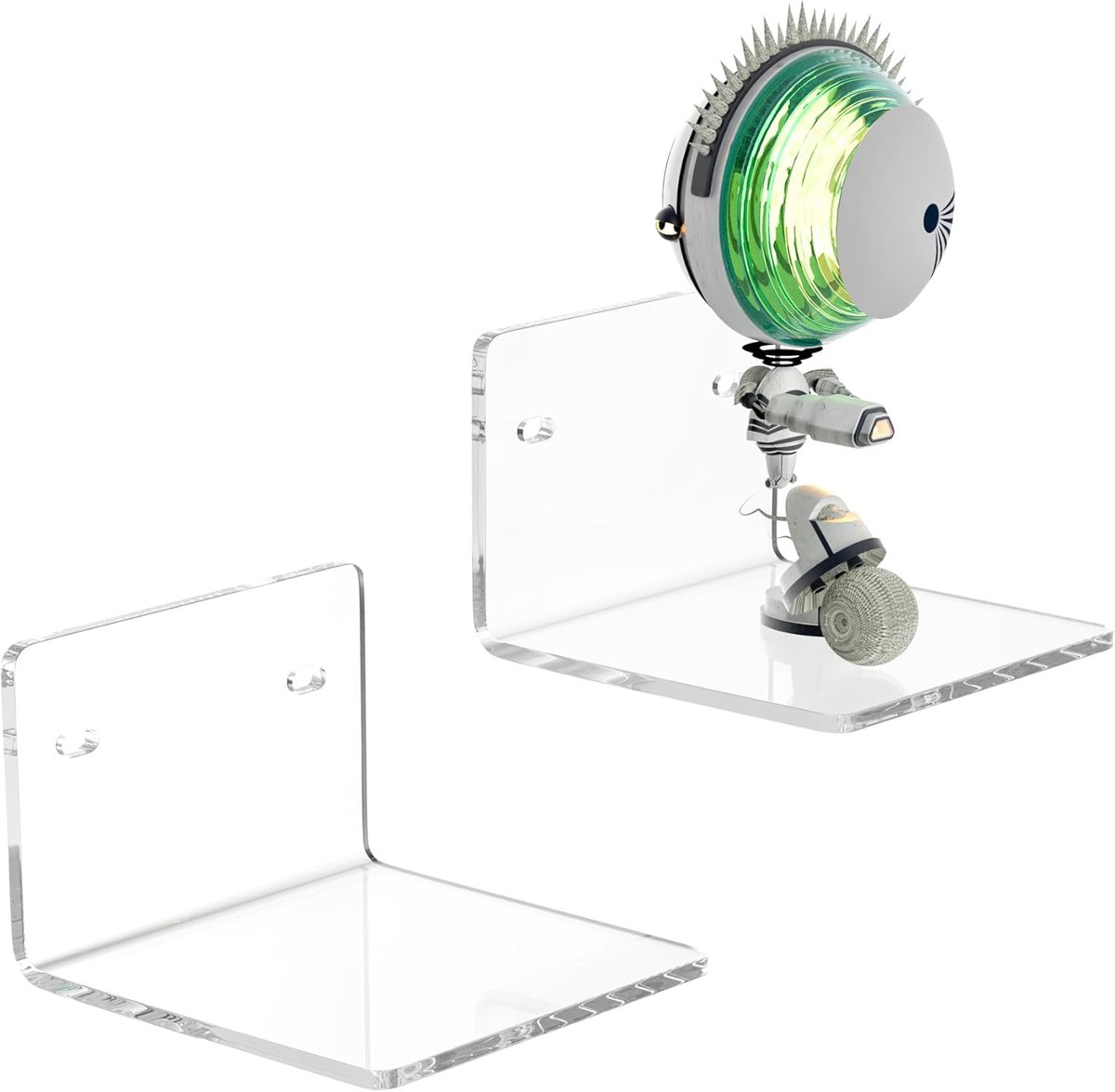 Kleine heldere wandplanken van acryl - Ideaal voor figuren, planten en decoratie - Set van 2 - 10 cm