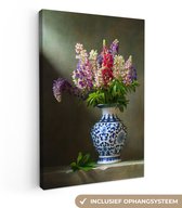 Tableau sur toile Nature morte - Vase - Fleurs - 20x30 cm - Décoration murale