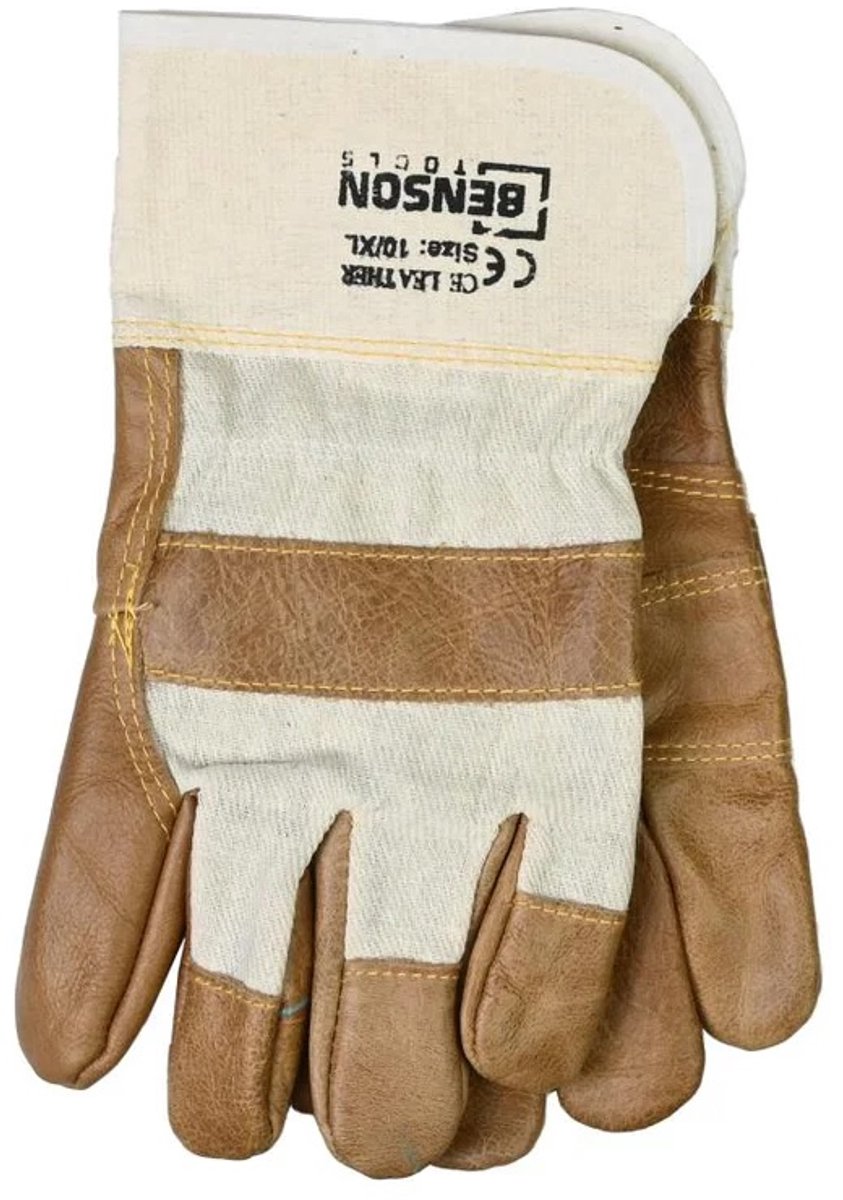 Benson werkhandschoenen heren - luxe meubelleer maat 10 / XL - per 2 paar