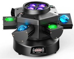 LED Moving Head met 6 Armen – RGBW 4-in-1 Beam, Wash & Zoom Effect – DMX512 & Geluidsgestuurd – Professioneel Podiumlicht voor DJ, Feest & Bruiloft – TELEO