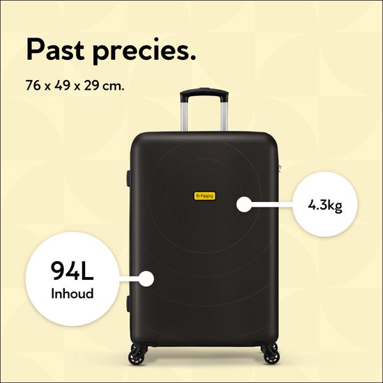 BHPPY Reiskoffer groot 76x49x29cm - Lichtgewicht koffer met 95L inhoud - Reiskoffer met wielen - Veilig cijferslot - Sushi Black