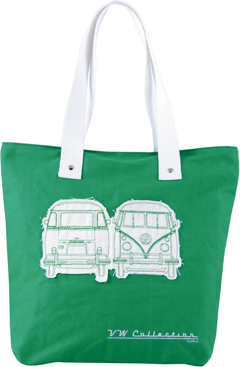 VW T1 Bus Canvas Boodschappentas - groen
